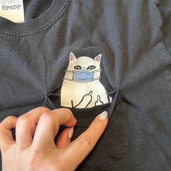 Ripndip Black Tee with Masked Cat Logo - Picture 3 of 4